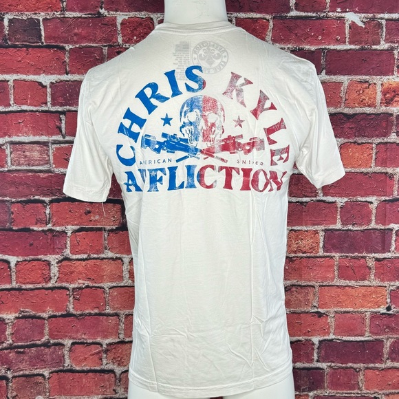 Affliction Men's Short Sleeve Graphic T-shirt - White / Red -Size: M / L - NWT - Picture 7 of 10